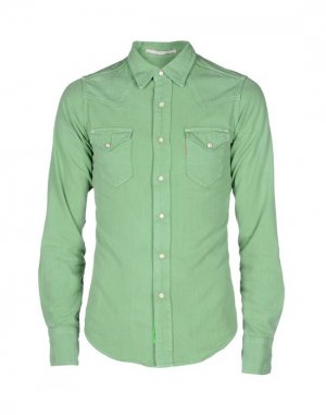Джинсовая рубашка SHIELD. Цвет: светло-зеленый