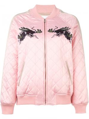 Куртка-бомбер с вышивкой Steve J & Yoni P. Цвет: розовый и фиолетовый
