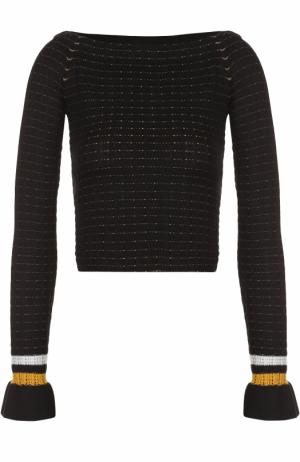 Облегающий пуловер с открытыми плечами и контрастной отделкой 3.1 Phillip Lim. Цвет: черный