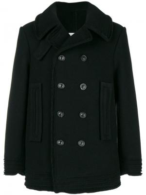 Приталенное двубортное пальто Maison Margiela. Цвет: черный