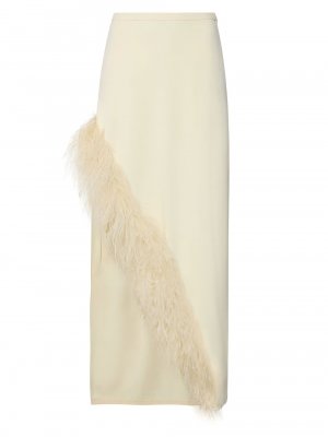 Макси-юбка из крепа и перьев Pebble LAPOINTE, кремовый Lapointe