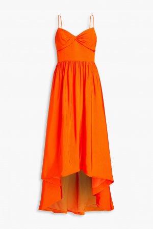 Платье миди из перекрученного фай со сборками Ml Monique Lhuillier, оранжевый Lhuillier