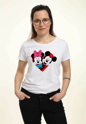 Футболка с принтом Mickey Mouse Minnie Heart , белый Disney