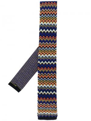 Вязаный галстук с узором Missoni. Цвет: синий