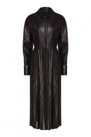Черное платье с плиссировкой Izeta. Цвет: черный