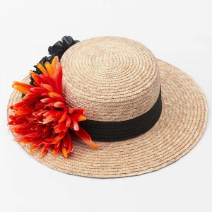 Шляпа Zara Raffia With Flowers, натуральный