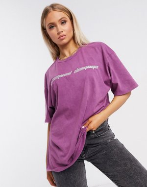 Фиолетовая oversized-футболка с логотипом -Фиолетовый Criminal Damage