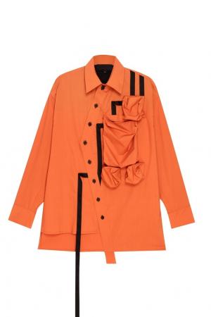 Оранжевая рубашка с большими карманами Yuzhe Studios. Цвет: оранжевый