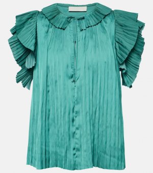 Атласная блузка elli со складками и оборками , зеленый Ulla Johnson