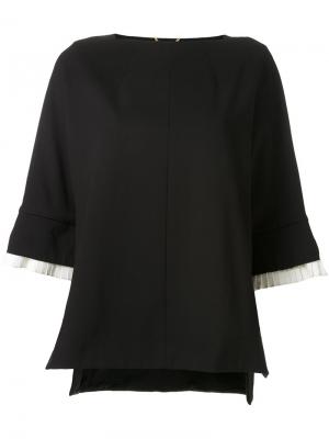 Блузка с широкими рукавами и отделкой Muveil. Цвет: чёрный