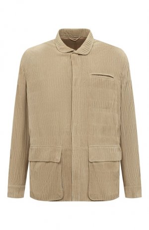 Кожаная куртка Giorgio Armani. Цвет: бежевый