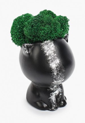 Фигурка декоративная Diego Ferru «Котёнок» из гипса, мох. Цвет: черный