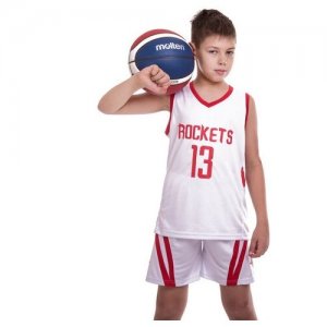 Детская баскетбольная форма ROCKETS №13 Джеймс Харден Хьюстон Рокетс, белая Китай. Цвет: белый