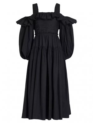 Платье миди Caprice из поплина с открытыми плечами , цвет noir Ulla Johnson