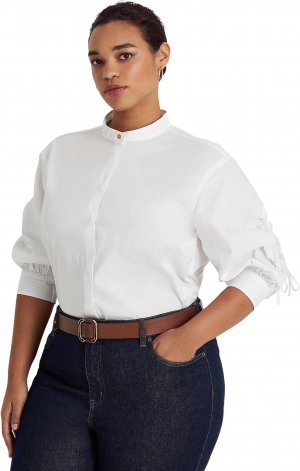 Рубашка больших размеров из смесового хлопка LAUREN Ralph Lauren, белый
