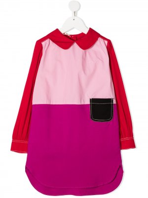 Платье-рубашка в стиле колор-блок Marni Kids. Цвет: розовый