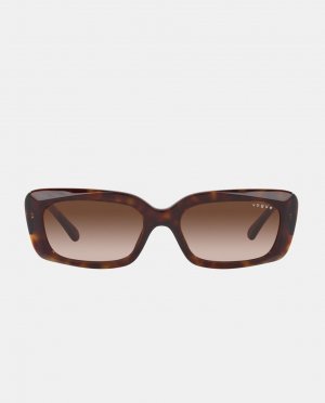 Женские солнцезащитные очки прямоугольной формы из ацетата Havana, коричневый Vogue