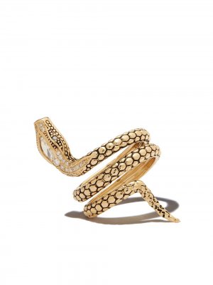 Кольцо Snake из желтого золота с бриллиантом Jacquie Aiche. Цвет: золотистый