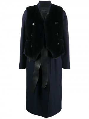 Пальто с контрастными лацканами Blancha. Цвет: синий