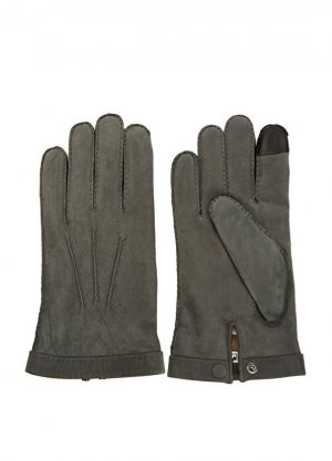 Charlesnub серые мужские кожаные перчатки AGNELLE