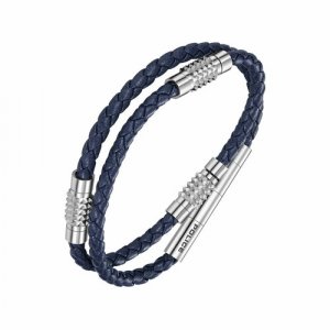 Плетеный браслет KINGPINS, 1 шт., размер M, серебряный, синий Police. Цвет: синий/серебристый