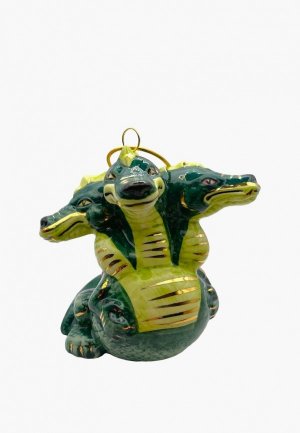 Игрушка елочная Лефортовский фарфор Змей Горыныч зеленый. Цвет: зеленый