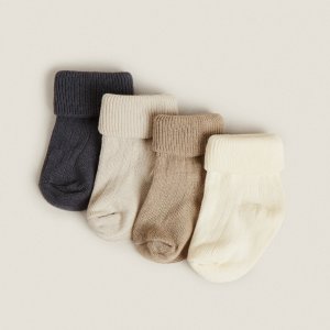 Комплект носков Multicoloured Baby, 4 пары, бежевый/серый Zara Home