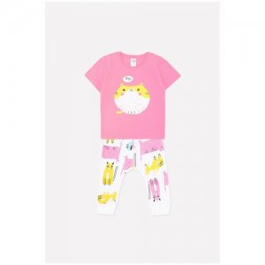 Комплект одежды  для девочек, брюки и футболка, повседневный стиль, размер 68, мультиколор, розовый crockid. Цвет: мультиколор/розовый