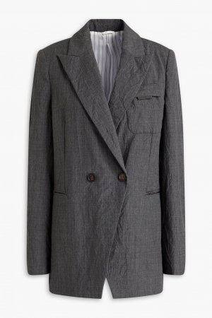 Двубортный пиджак из шерстяного крепа, антрацит Brunello Cucinelli