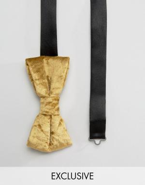 Бархатный галстук-бабочка Noose & Monkey. Цвет: золотой