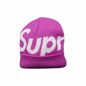 Шапка-бини с большим логотипом, пурпурного цвета Supreme