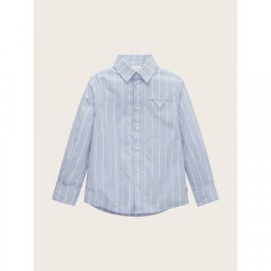 Рубашка, на пуговицах, длинный рукав, в полоску, размер 116/122, голубой Tom Tailor. Цвет: голубой
