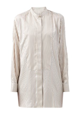 Блуза-oversize из шелка с нитью люрекса и запонками ETRO. Цвет: бежевый