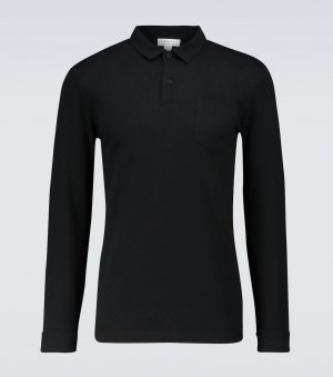 Рубашка-поло riviera с длинными рукавами , черный Sunspel