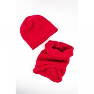 Комплект женский шапка и снуд красный, размер 55/58, красный Carolon. Цвет: красный