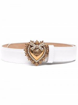 Ремень с пряжкой в форме сердца Dolce & Gabbana. Цвет: белый