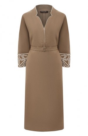 Льняное платье Loro Piana. Цвет: коричневый