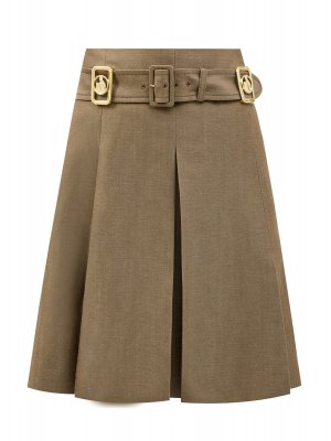 Однотонная юбка с поясом и литой фурнитурой Mother and Child LANVIN. Цвет: коричневый