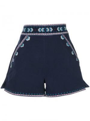 Embroidered tailored shorts Talitha. Цвет: синий