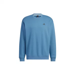 Однотонный пуловер с логотипом и круглым вырезом, топы унисекс, синий IB2773 Adidas