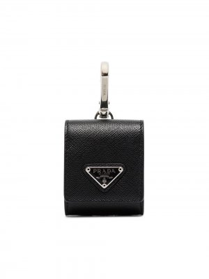 Logo plaque earphone case Prada. Цвет: черный