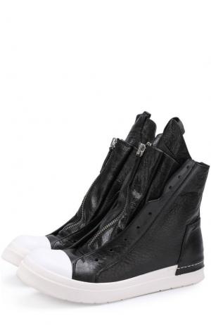 Высокие кожаные кеды без шнуровки на молнии Cinzia Araia. Цвет: черный
