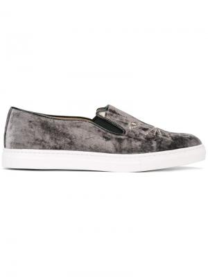 Cool Cats slip-on sneakers Charlotte Olympia. Цвет: серый