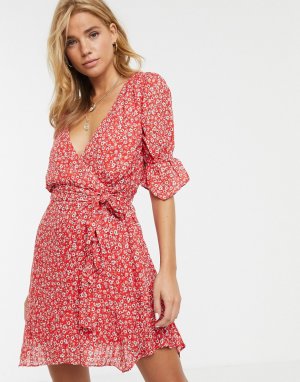 Платье мини с цветочным принтом Claret-Красный Stevie May