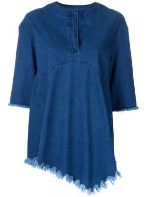 Джинсовая блузка с бахромой Goen.J. Цвет: синий