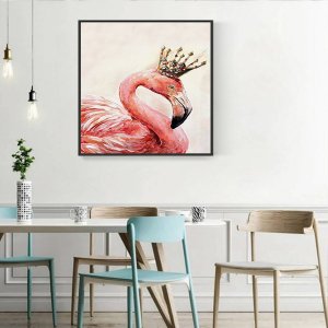 DIY алмазная живопись с узором фламинго без оправы SHEIN. Цвет: многоцветный