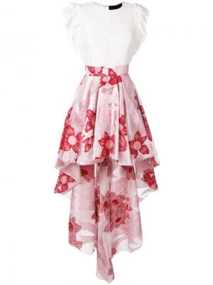 Асимметричная юбка с цветочным принтом Christian Pellizzari. Цвет: розовый и фиолетовый