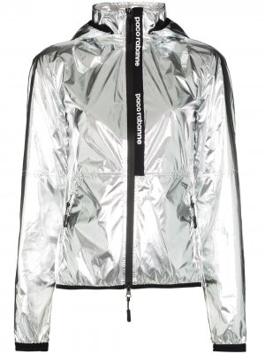 Спортивная куртка на молнии с эффектом металлик Paco Rabanne. Цвет: серебристый