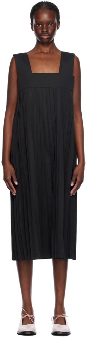 Черное платье-миди со складками-ножами Comme Des Garcons Garçons