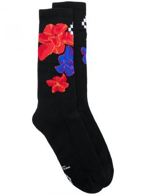 Удлиненные носки Flowers Marcelo Burlon County Of Milan. Цвет: чёрный
